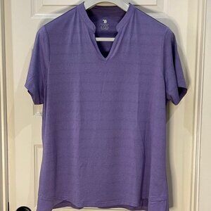 Women's Collarless V-neck Golf Polo Shirt - Purple - XXL